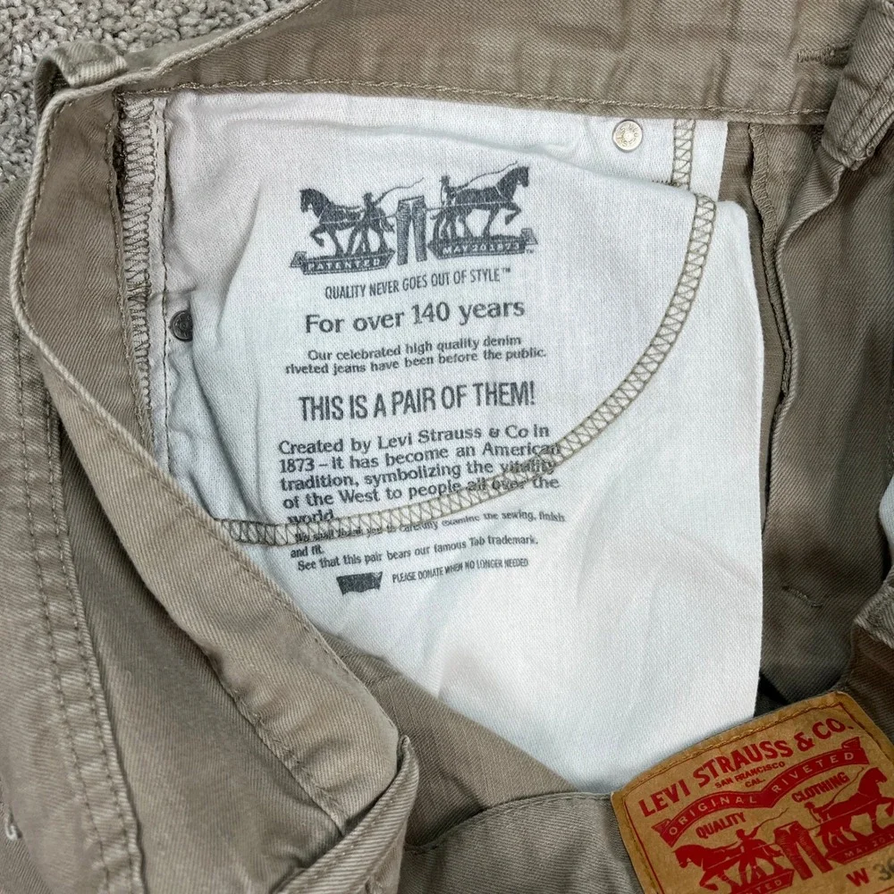 Levi's 505 Pants Mens 36x34 Khaki Tan‎ Straight Leg 5 Pocket Denim Twill EUC